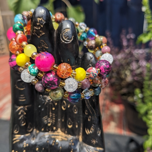 JASPER HOWLITE Crystals Bracelet Energy Gems Handmade Cute Glam Festival - Picture 4 of 8